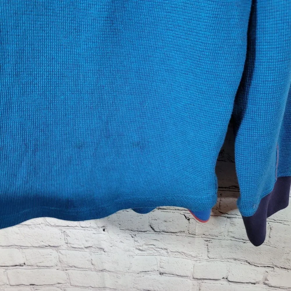 Robert Graham Mens Blue Pullover 1/4 Zip Mock Neck Classic Fit‎ Sweater Size L